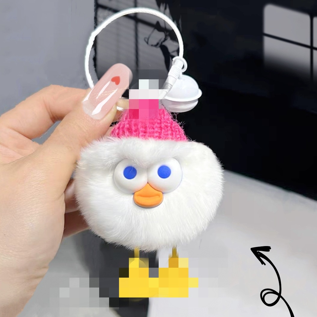 Real Rex conejo piel divertido bola elfo llavero ojos grandes pato muñeca regalo llavero bolsa colgante