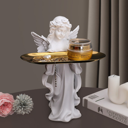 444Z wholesale light luxury home key storage ornaments angel aromatherapy table jewelry storage tray French console table