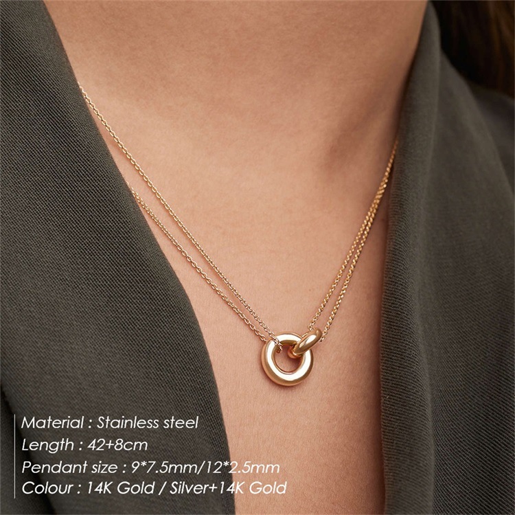 6g Weight PVD Coated Gold Plating Process PVD Coated Real Gold Plated Solid Color 304 Stainless Steel Vacation Classic Style Waterproof Non Tarnish 304 Stainless Steel Pendant Necklace