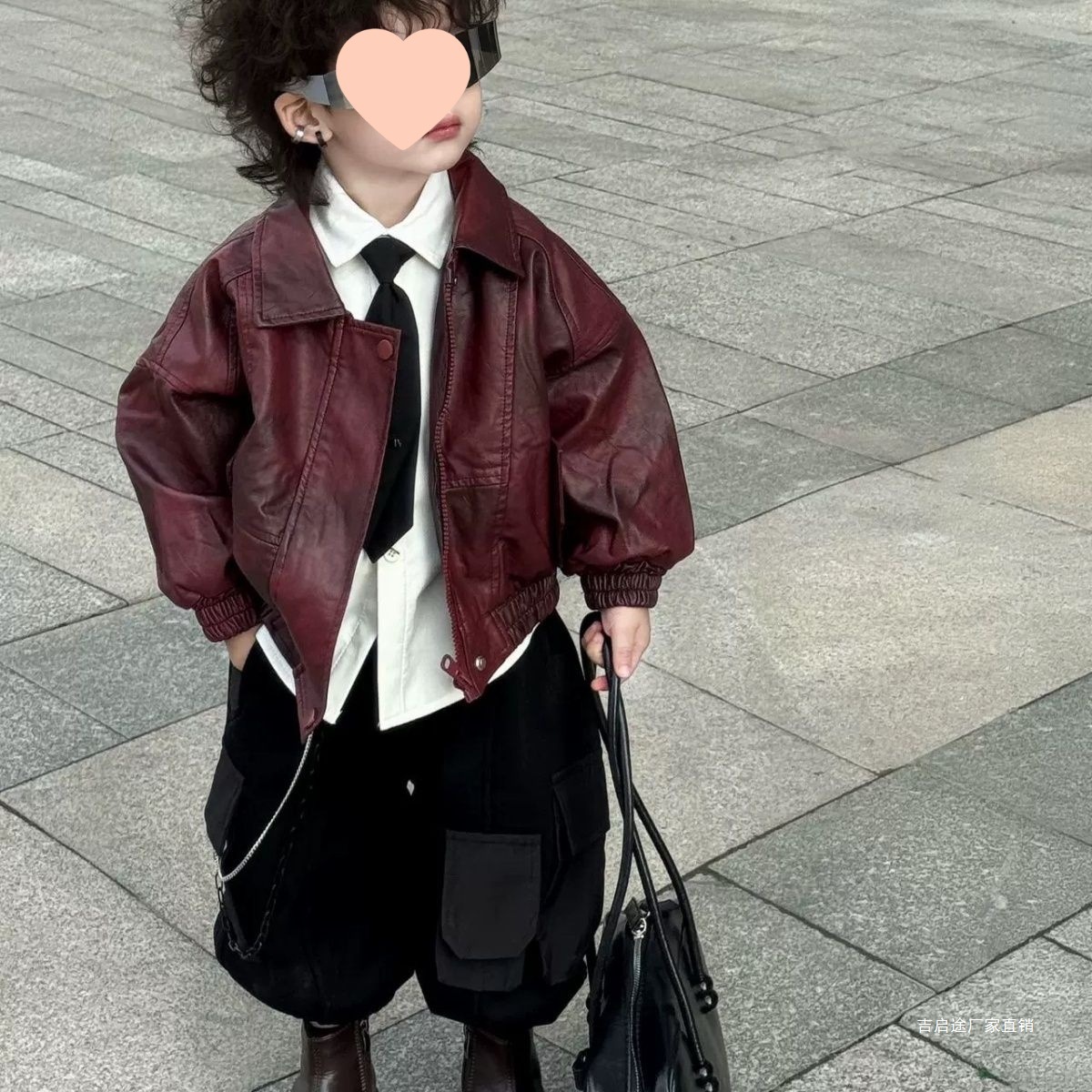 童装男童皮衣秋冬外套2025儿童新款洋气宝宝男孩夹克衬衫三件套