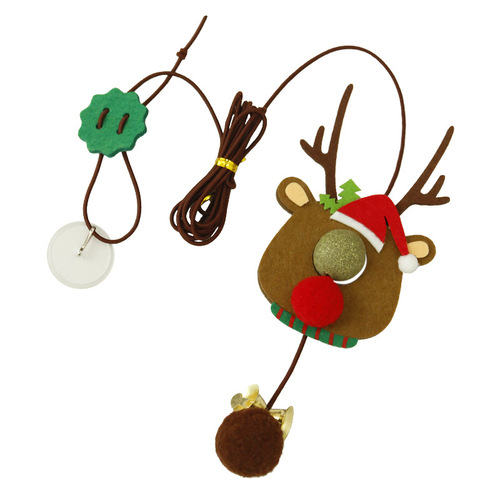 Original design pet Christmas elk wreath cat toy hanging on door to entertain cat swing elastic rope cat toy stick