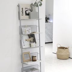 ins风书架靠墙窄中古CD置物架落地多层杂志收纳陈列展示架子墙上