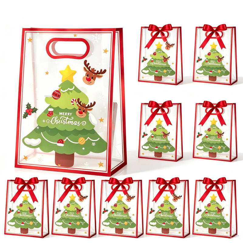 In-stock cross-border Christmas gift packaging bags, PP tote bags for candy, apples, and desserts