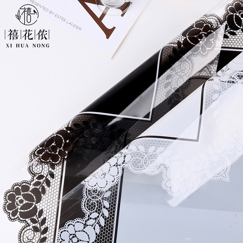 禧花侬 七夕情人节小蕾丝鲜花包装纸塑料opp防水花店花艺资材批发