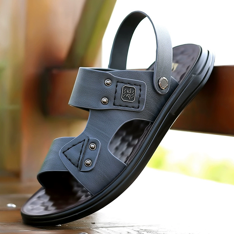 Мужские сандалии из натуральной кожи 2023 Новая Летняя Повседневная Верхняя одежда Сандалии из дышащей кожи и Тапочки Нескользящая пляжная обувь с дезодорантом для мужчин