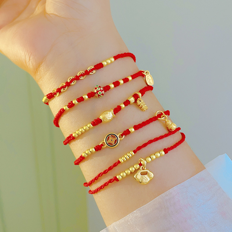 2025 Zodiac Year of the Snake Year of the Snake Red Rope Bracelet Women's Hand Rope Girlfriend Bracelet Good Luck Lucky Hand Jewelry Wholesale