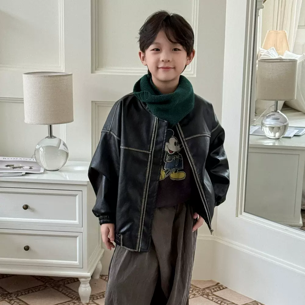 奶酪与喵童装男童皮衣2025秋季新款复古韩版百搭夹克儿童帅气外套