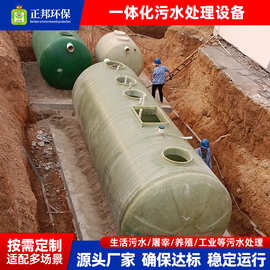 地埋式玻璃钢污水处理设备全自动村镇景区屠宰污水达标处理净化罐