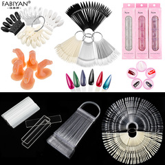 跨境熱銷甲片色卡美甲展示板 扇形甲模色板練習甲片透明色假指甲