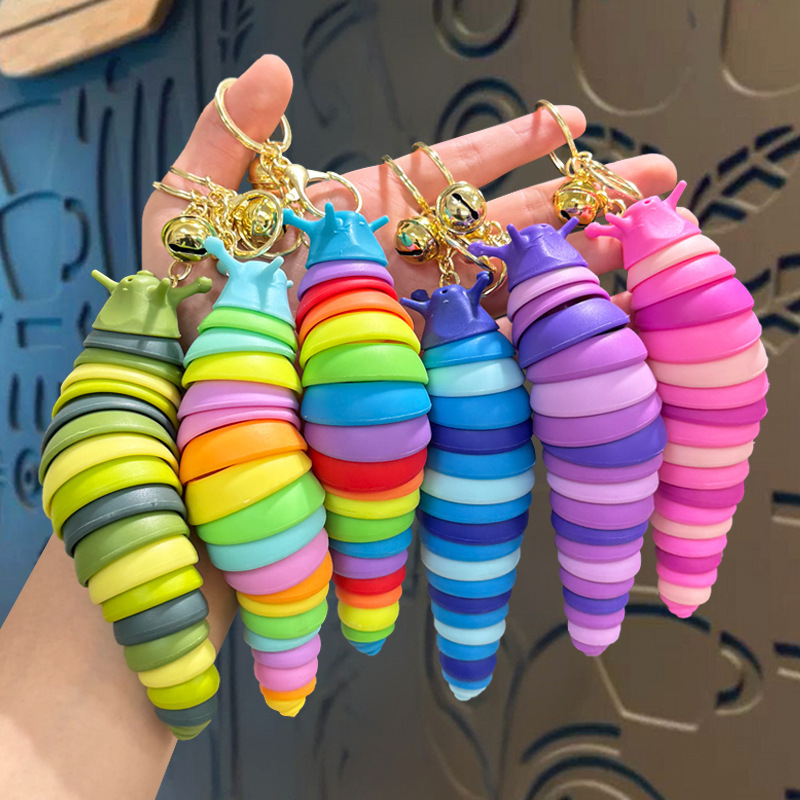 Stress-Relief Caterpillar Toy Keychain Pendant, Realistic Slug Stress-Relief Toy, Children's Educational Pendant, Small Gift