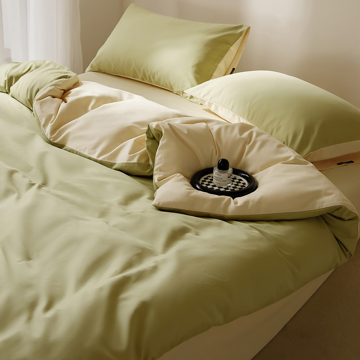 Yunqi-vanilla qingqing / 0.9-1.2m bed [sheet type] three-piece quilt cover 150*200cm sheets 180*230cm pillowcase 48*74cm