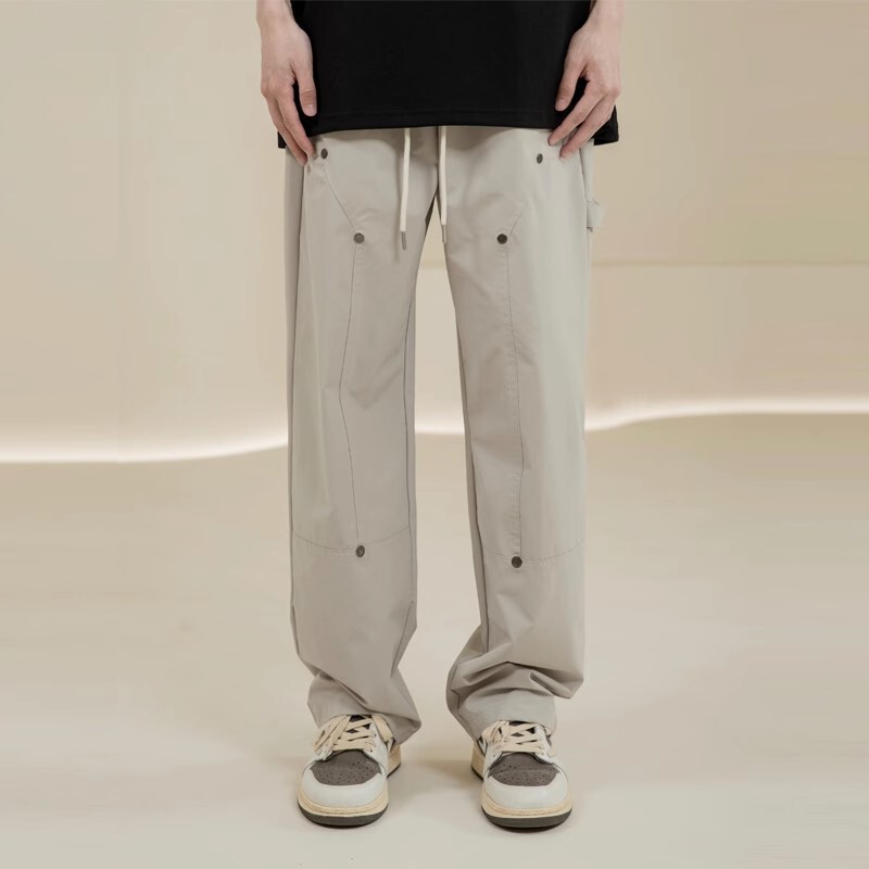 American High Street Straight Loose Lumberjack Cargo Pants Summer Men's Trendy Brand Thin Cleanfit Wide-Leg Long Pants