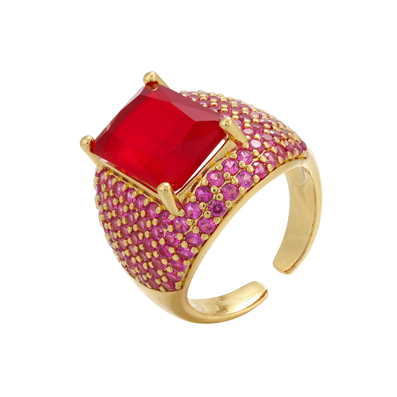 8g Weight Zircon Inlay Material Festival Occasion Copper Material Geometric Pattern Women'S Gender Plating Design Fashion Style White, Purple, Green, Gold Color Copper Plating Geometric Zircon Copper Rings 6
