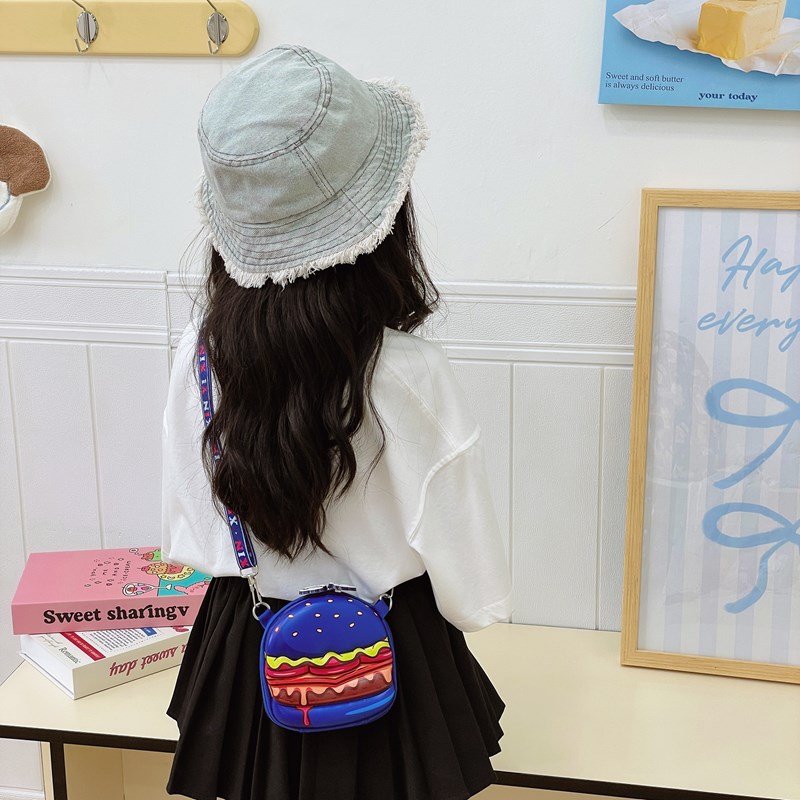 Mini bolso de hombro coreano para niños y niñas, caricaturas lindas pequeñas hamburguesas bebés mochila de impresión nueva bolsa infantil