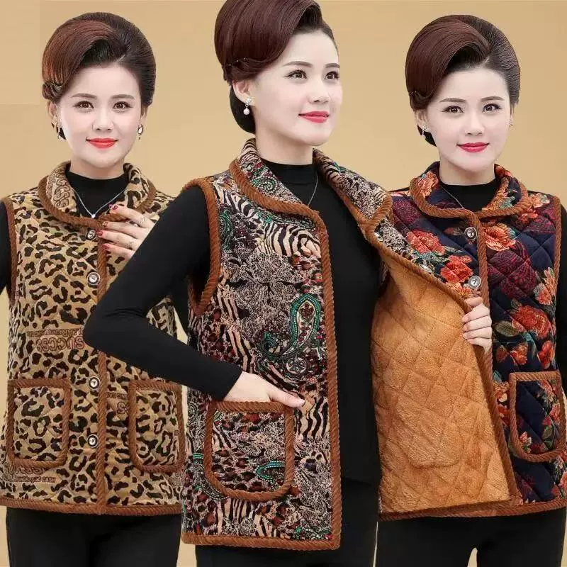 Средний и пожилой женский жилет мамы осенью и зимой плюшевые толстые жилетки старые хлопчатобумажные куртки бабушки плечи