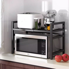 Single and double-layer kitchen storage racks, adjustable width, tabletop storage racks, no punching, oven and microwave storage racks