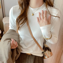 严选正肩打底衫女2025新款微米椰绒秋冬季打底内搭长袖高级感上衣