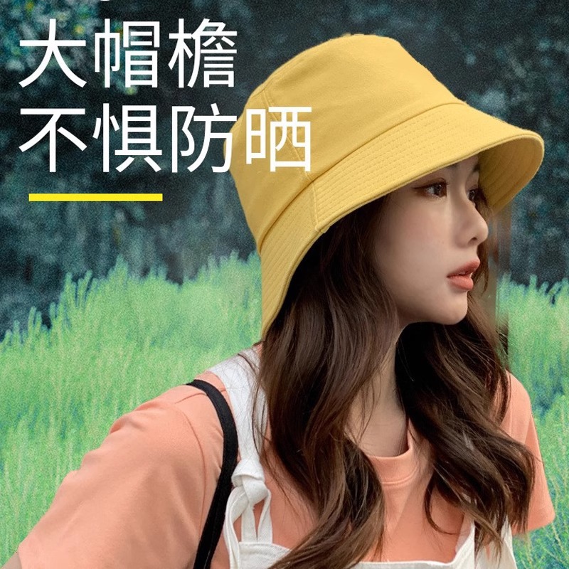 Sombrero de mujer moda casuales sombrero de pescador negro sombrero de protección solar amplio borde coreano simple sombrero de viaje al aire libre