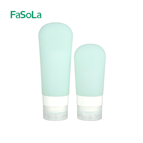 FaSoLa travel dispensing bottle silicone suction cup brush head cosmetics and skin care product dispensing bottle soft and portable lotion bottle