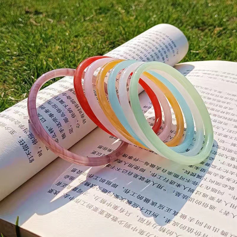 glass imitation jade blype bracelet glass jinbu ring jinbu ring ancient style han chinese clothing jinbu accessories jingle bracelet fine bracelet female