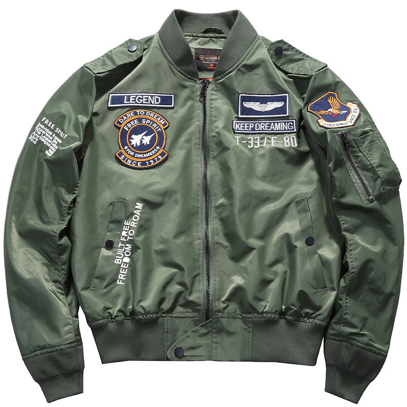 春と秋の新型ma1パイロットジャケット男性韓国版刺繍野球服秋の大きいサイズの工装コートのファッションカード|undefined