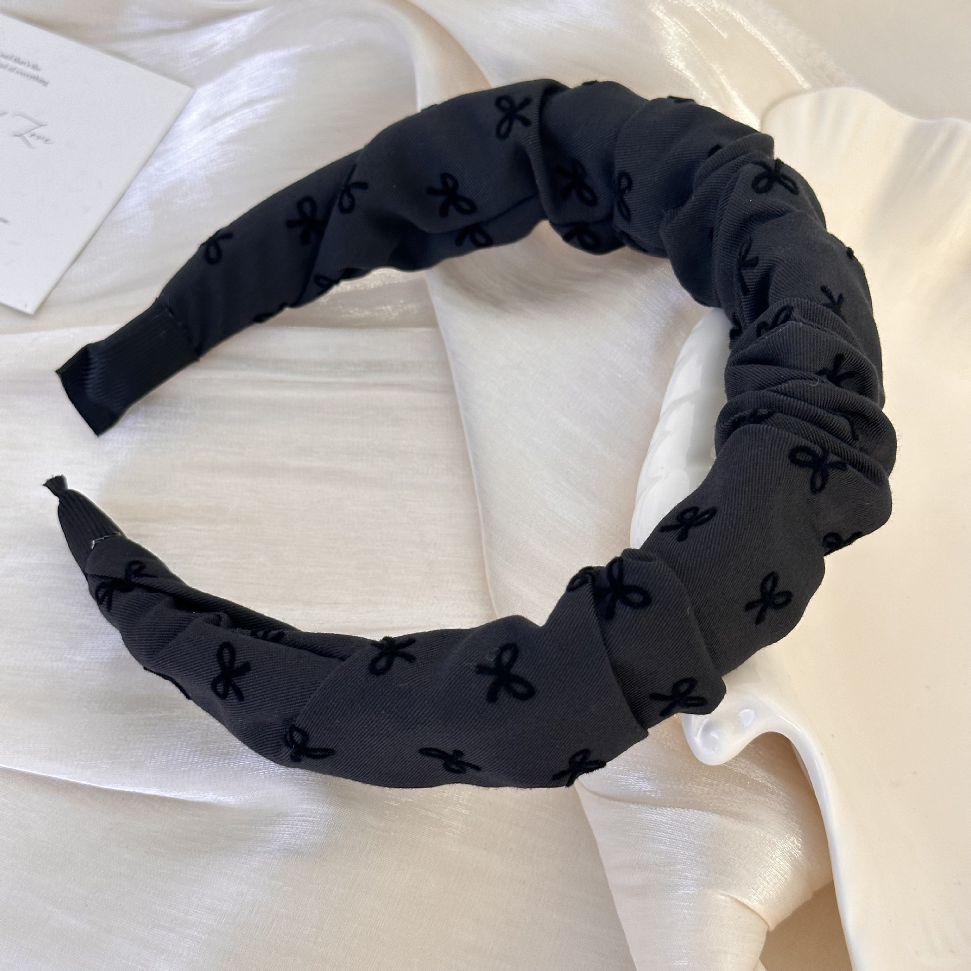 Nuevo punto de onda coreano arco rosa plegado tela banda de cabello dulce lindos banda de cabello accesorios para el cabello