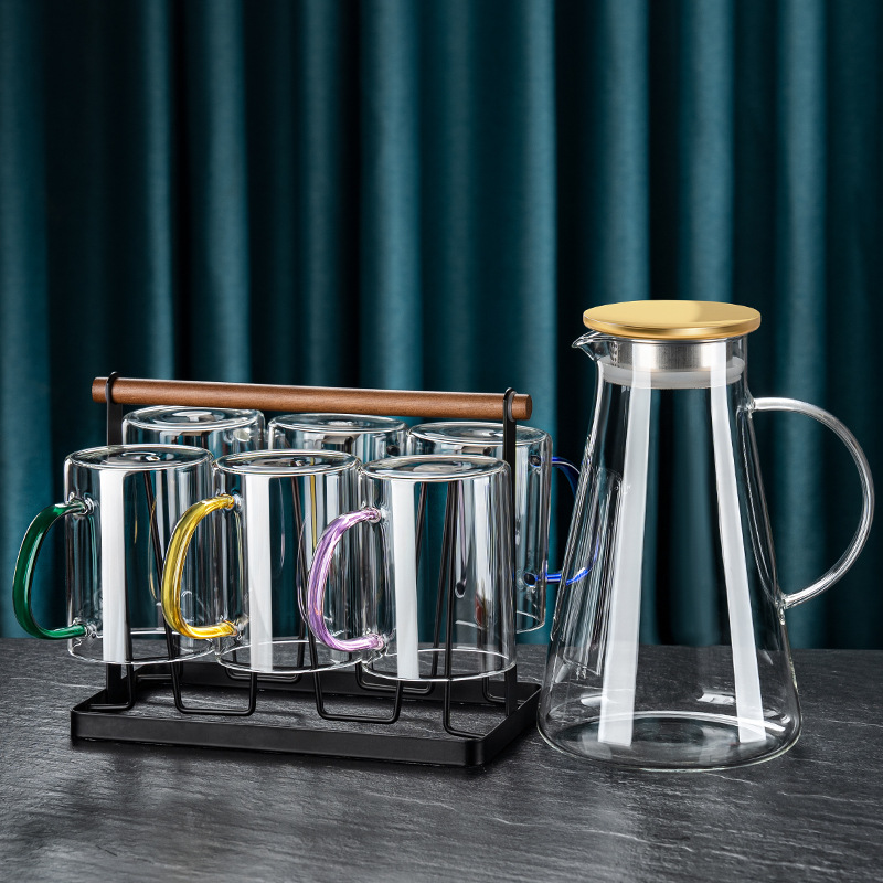 Taza de vidrio de alta sensación resistente al calor simple taza de leche taza de agua para beber taza de té verde sala de estar hogar set de agua