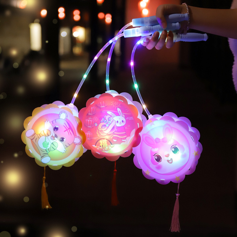 Festival del medio otoño linterna luminosa portátil diy paquete de material hecho a mano jardín de infantes proyección linterna del día de los niños