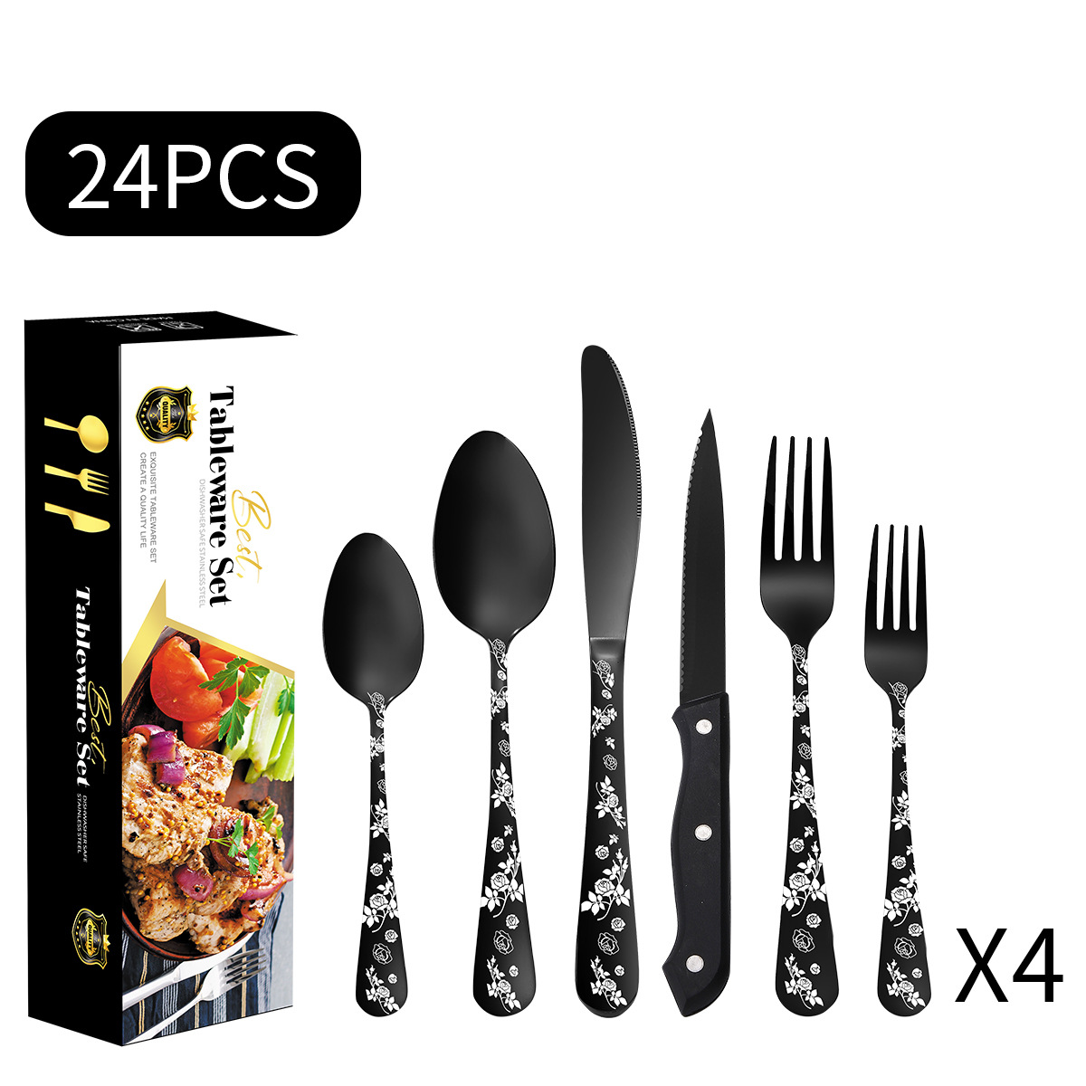 검은 칼 검은 24 조각 세트 (블랙 항공기 상자)