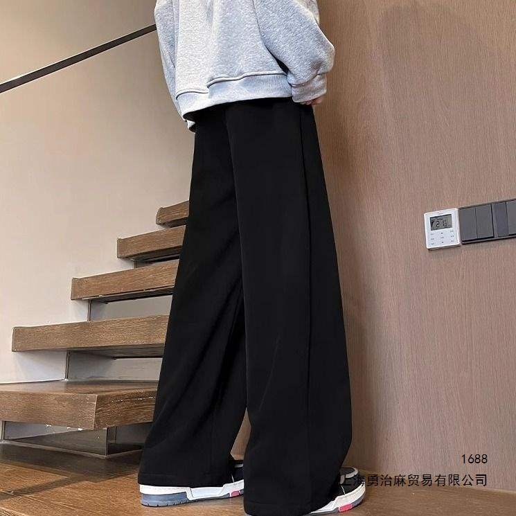 Men's casual sports straight-leg pants for spring and autumn, trendy and versatile, loose fit, 1/2 style.