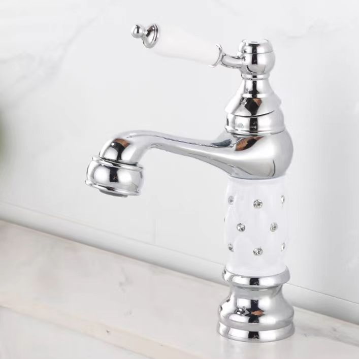 Retro europeo de cobre un solo mango lavabo lavabo grifo lavabo oro francés lavabo grifo frío y caliente