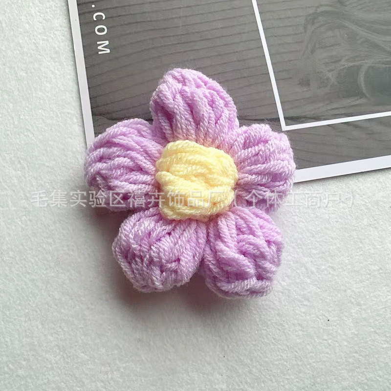 7cm ダブルラインビッグパフフラワーハンドフックウールフラワー五弁花 DIY 胸花ヘアピン衣類アクセサリーアクセサリー|undefined