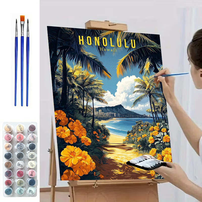 Ozon Miyazaki Jun pintura al óleo digital de verano DIY relleno manual de color curación con combinación de marcos interiores decoración de Sala de estar estilo INSI image 25