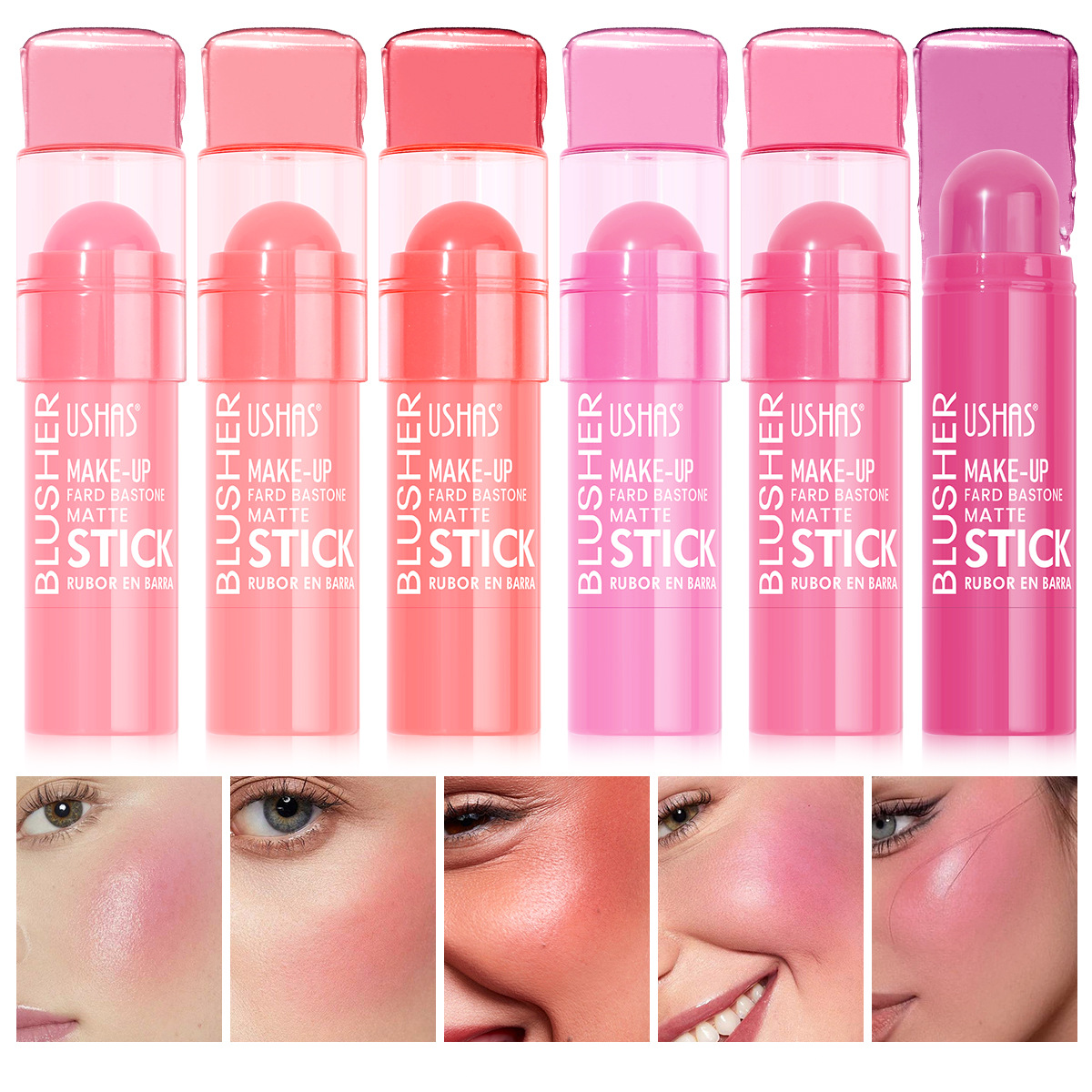 USHAS belleza venta caliente transfronteriza color color natural maquillaje portátil palo de rubor al por mayor UC144