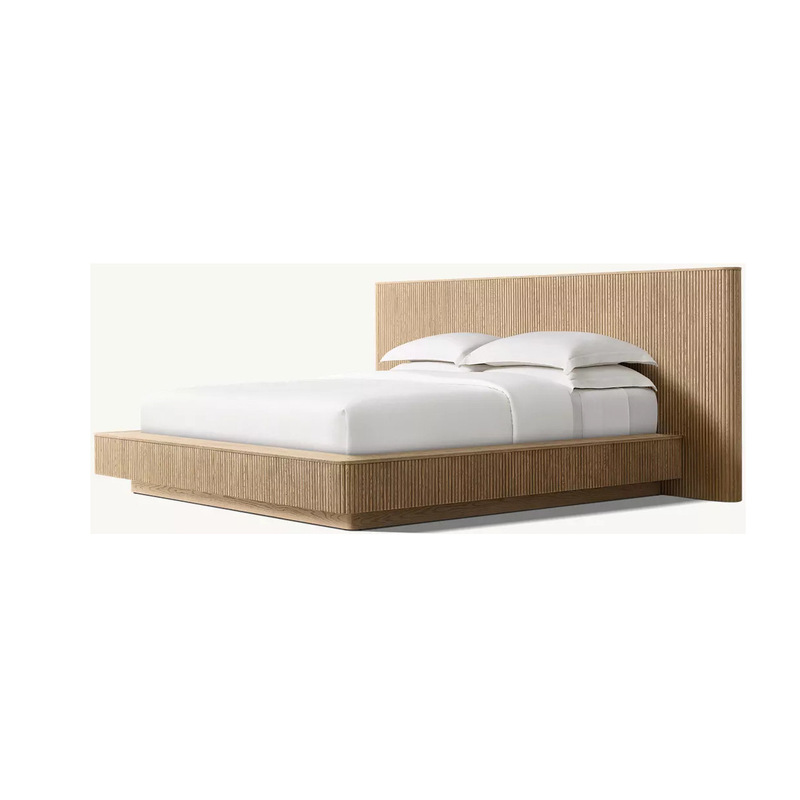 RH Solid Wood American Country Style Vintage Bedroom Double Bed Modern Simple Large Wooden Bed Villa Master Bedroom Wedding Bed 1.8m RH Solid Wood American Country Style Vintage Bedroom Double Bed Modern Simple Large Wooden Bed Villa Master Bedroom Wedding Bed 1.8m