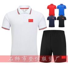 中国国家队运动短袖国旗套装男女速干T恤POLO衫武术教练比赛国服