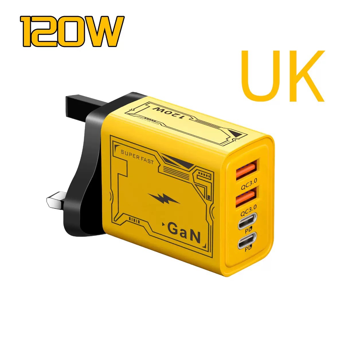 Cable de datos tres en uno de carga flash de doble motor de nitruro de galio Mecha para Apple Huawei Android Honor Xiaomi Car