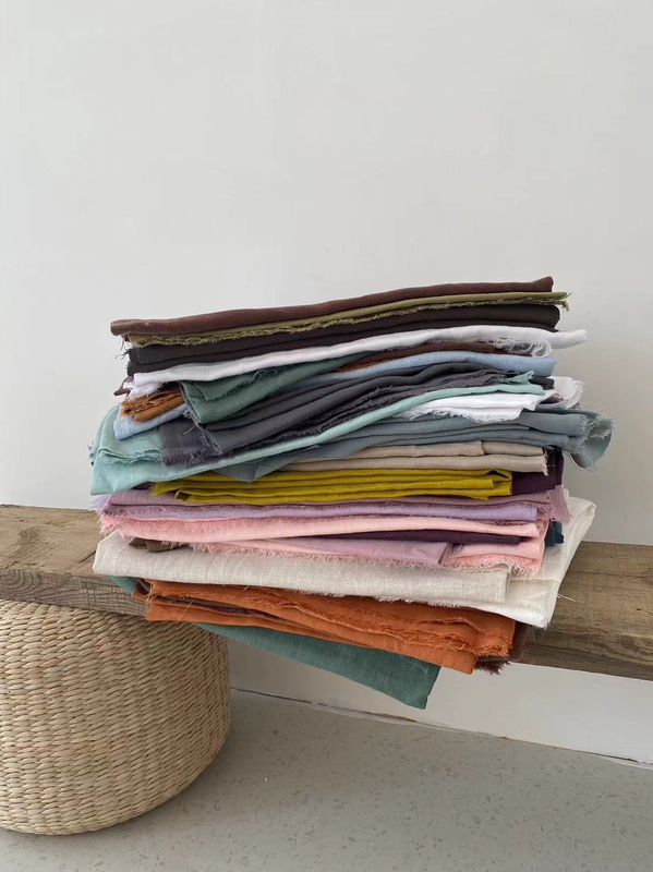 Imported French yarn, solid color linen high-quality fabric, 2.8m wide width, factory price for bedding and clothing