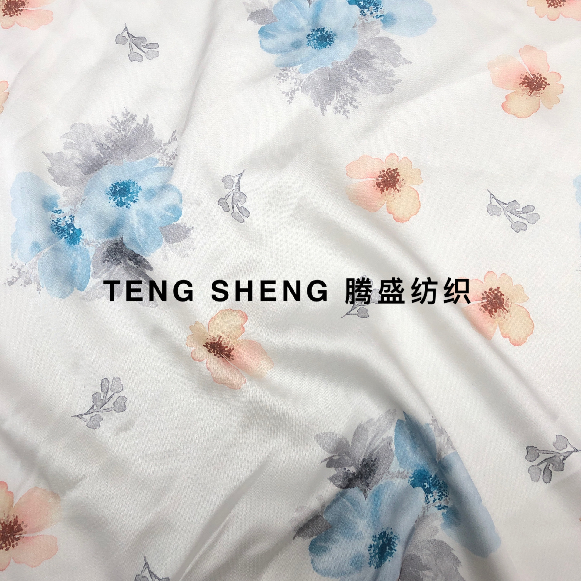 弹力醋酸缎底料 淡雅国风印花面料 可更换底料数码厂直销印花