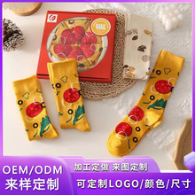 披萨袜子创意潮流卡通可爱小仙女中筒秋季有趣整情侣礼盒装袜批发