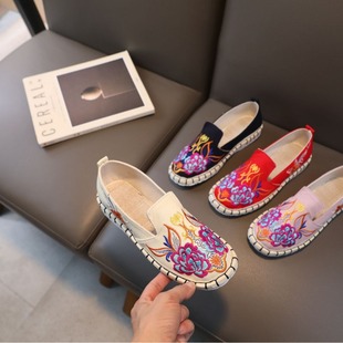 2024 New sunflower multi-layer bottom casual breathable antique embroidered canvas shoes