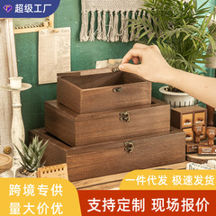 デスクトップ化粧品収納ボックスベゴニア花ガラス黒胡桃色木製アクセサリー口紅キー整理ボックス防塵