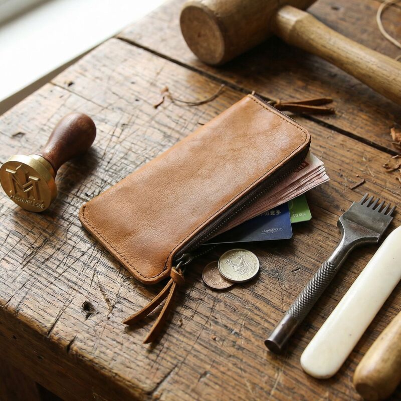Men's Long Leather Wallet Ultra-thin Top-layer Leather Belt Zipper Women's Wallet Youth Casual Soft Leather Vegetable Tanned Wallet Men's Long Leather Wallet Ultra-thin Top-layer Leather Belt Zipper Women's Wallet Youth Casual Soft Leather Vegetable Tanned Wallet