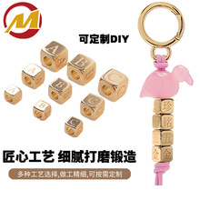 珍铭跨境锌合金配件镂空穿带字母箱包服饰手链五金配件正方形骰子