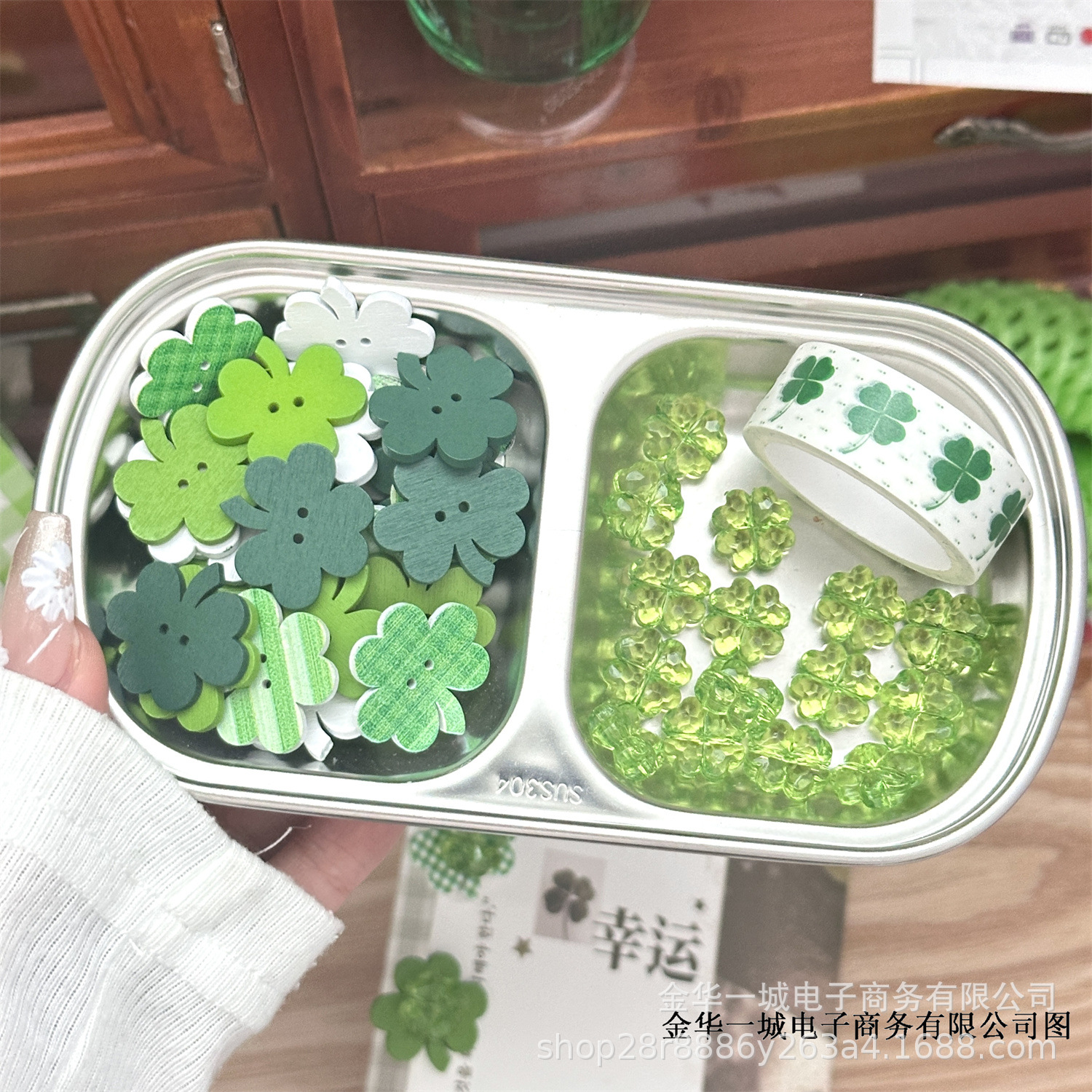 Ins trébol de cuatro hojas serie material accesorios de resina cinta de hoja de madera libro de bricolaje decoración de regalo tarjeta material de embalaje