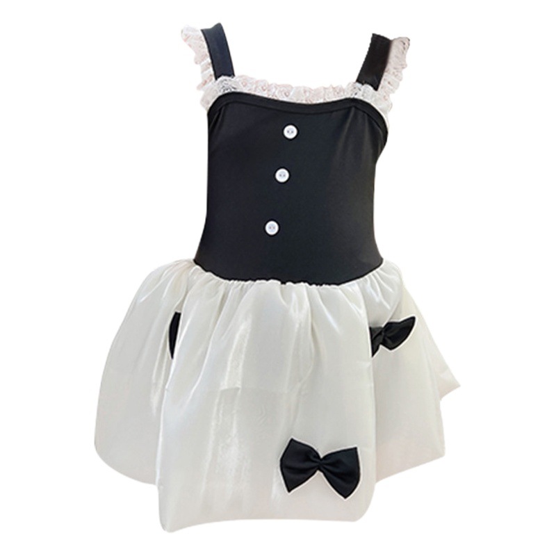 Traje de Baño de Una Pieza con Falda Tutú para Niñas, de Poliéster, Falda Tutú con Lazo, para Vacaciones y Natación