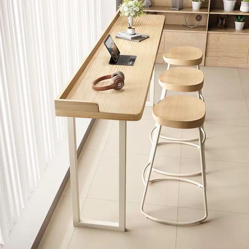 Low Bar Table Against the Wall and Window Side Table Fast Food Restaurant Canteen Snack Bar Noodle Shop Long Narrow Table Bar Low Bar Table