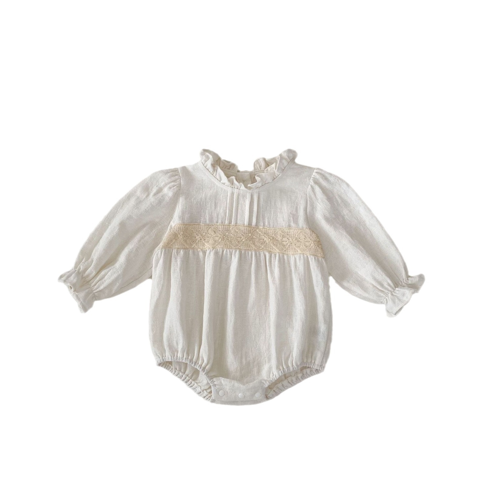 Ins2024 Autumn All Cotton New Girl Baby Long Sleeve Ha Yi Black Ear Collar Triangle Bag fart Crawler Clothes_voghion.com