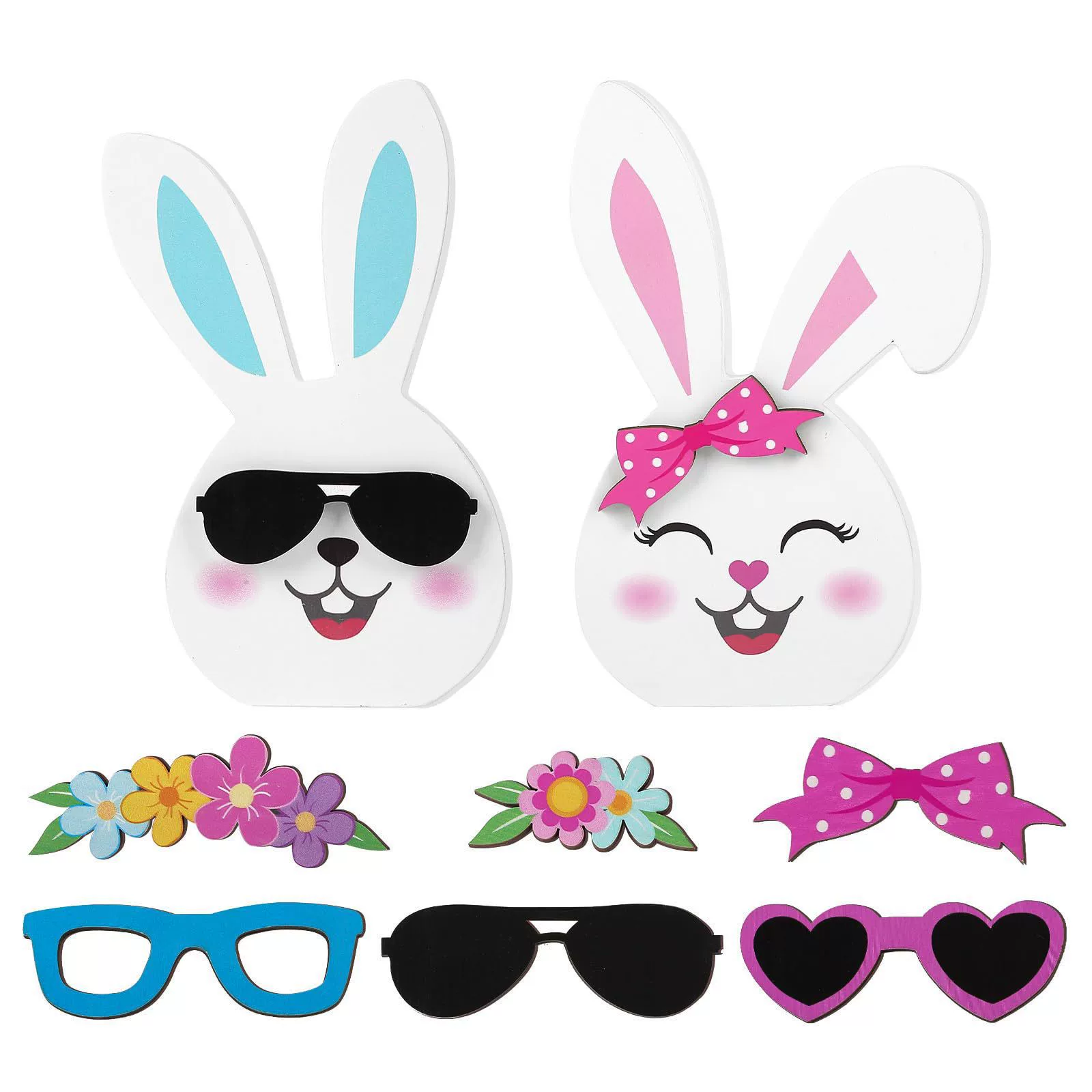 Трансграничные новые пасхальные украшения Кролик сменный DIY обеденный стол деревянный орнамент поднос с головой кролика