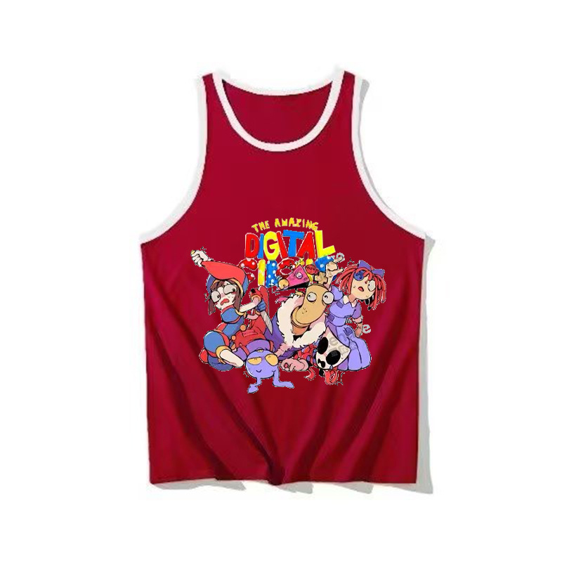 Amazing Number Circus Digital Circus Clown Costume Cartoon Pattern, Large Children's Sleeveless Backless Top